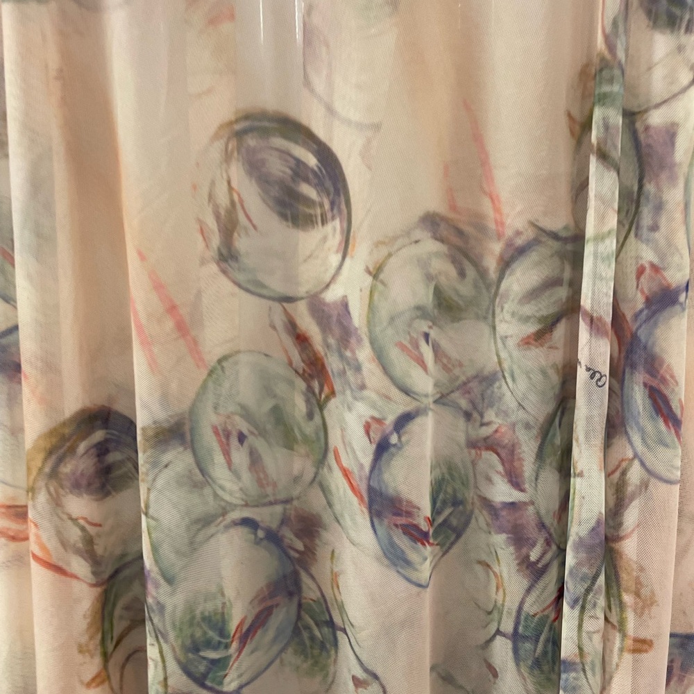 Ala Von Auersperg Watercolor Floral Print Long Wrap in Cream and Pastel Hues NWT